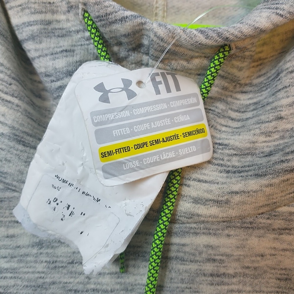 Under Armour Womens ColdGear Storm Hoodie Gray Neon Yellow Semi-Fitted Large - Picture 4 of 16